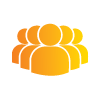 Orange icon of five people